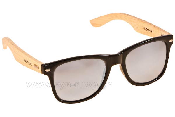 Sunglasses Artwood Milano bambooline 2 MP200 Black Silver Mirror Polarized cat3