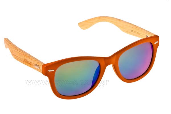 Sunglasses Artwood Milano Bambooline 1 MP200 Orange  - Green Mirror Polarized Cat3