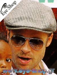 Brad Pitt wearing Ray Ban aviator 3025 Sunglasses model 3025 Aviator color W3275 RC010 Replacement lenses
