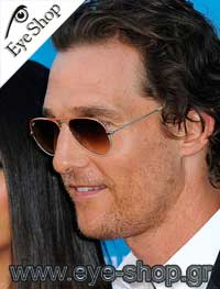 Matthew McConaughey the famous Hollywood actor wearing RayBan Aviator sunglasses model 3025 Aviator and color 002/58