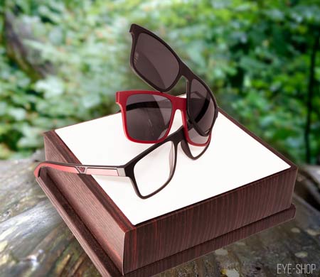 Eyeglasses with interchangeable sunglasses - Armani                                                                                                                                                                                                        — EMPORIO-ARMANI