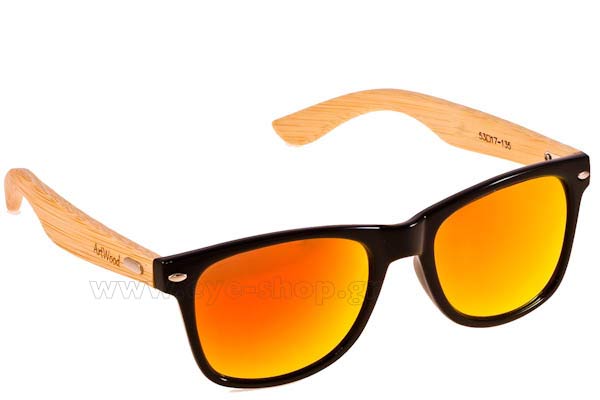 Sunglasses Artwood Milano Bambooline 2 MP200 Blk OrangeMirror Polarized Cat3