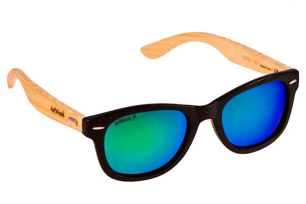 Sunglasses Artwood Milano Bambooline 1 MP200 BLKGRMP Black  - Green Mirror Polarized - bamboo