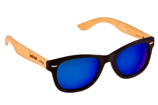 Sunglasses Artwood Milano Bambooline 1 MP200 BLKBUMP Black  - Blue Mirror Polarized - bamboo
