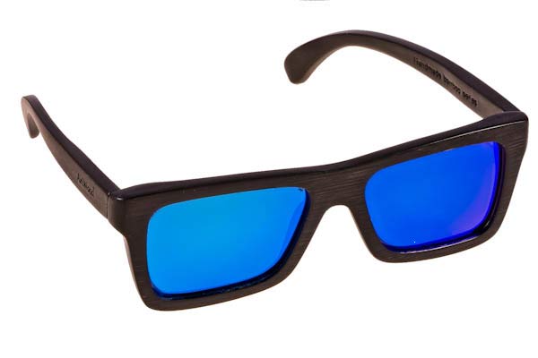 Sunglasses Artwood Milano Full Bamboo 19 Black - Blue mirror Polarized