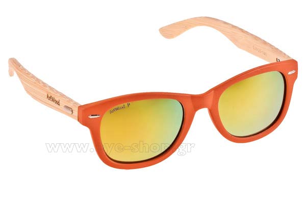 Sunglasses Artwood Milano Bambooline 1 MP200 Orange - Gold Mirror Polarized - bamboo