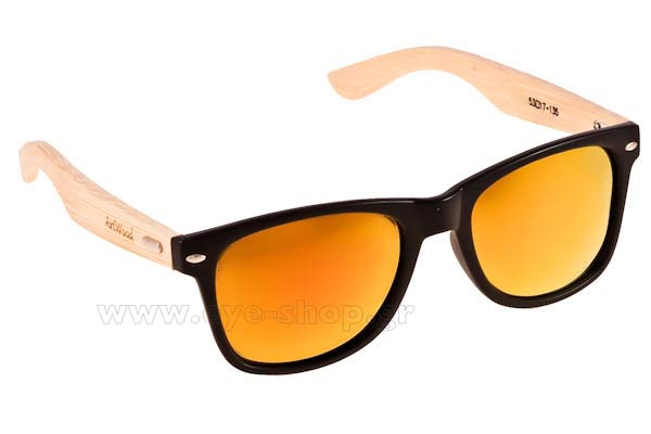 Sunglasses Artwood Milano Bambooline 2 MP200 MtBlk OrangeMirr Polarized Cat4