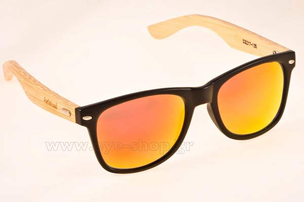 Sunglasses Artwood Milano Bambooline 2 MP200 MtBlk OrangeMirr Polarized Cat3