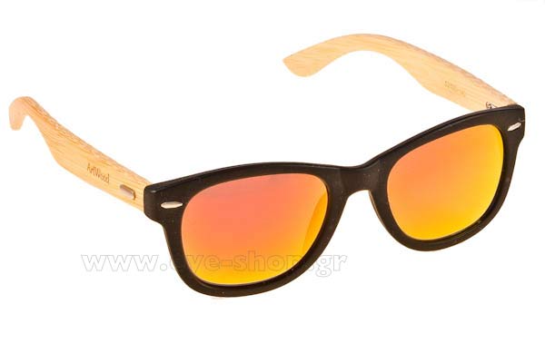 Sunglasses Artwood Milano Bambooline 1 MP200 Black - OrangeMirror Polarized Cat3