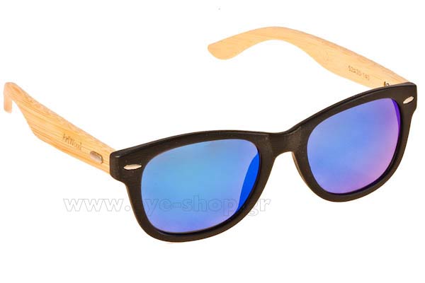 Sunglasses Artwood Milano Bambooline 1 MP200 Black -Blue Mirror Polarized Cat3