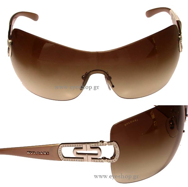 Bvlgari Sunglasses w/Rhinestones on sides 6023-B 102/11 115 2N Bvlgari Black 6023B Strass Edge Shield Sunglasses Bvlgari  main image 2
