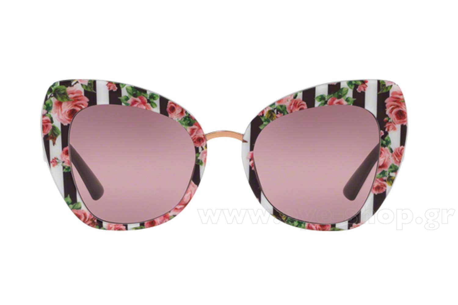 Dolce & Gabbana Butterfly Sunglasses With Stripes & Roses Print VG4438VP9U6_9V000_0.jpg main image 2