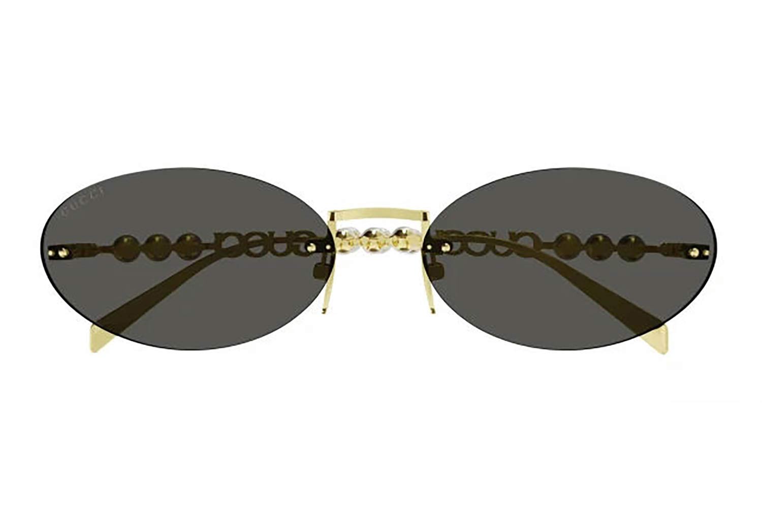 Gucci Women\'s Round Sunglasses in Gold Frame with Dark Gray Lenses Gucci Black/Gold Tone GG0320S Frame Round Sunglasses Gucci  main image 4