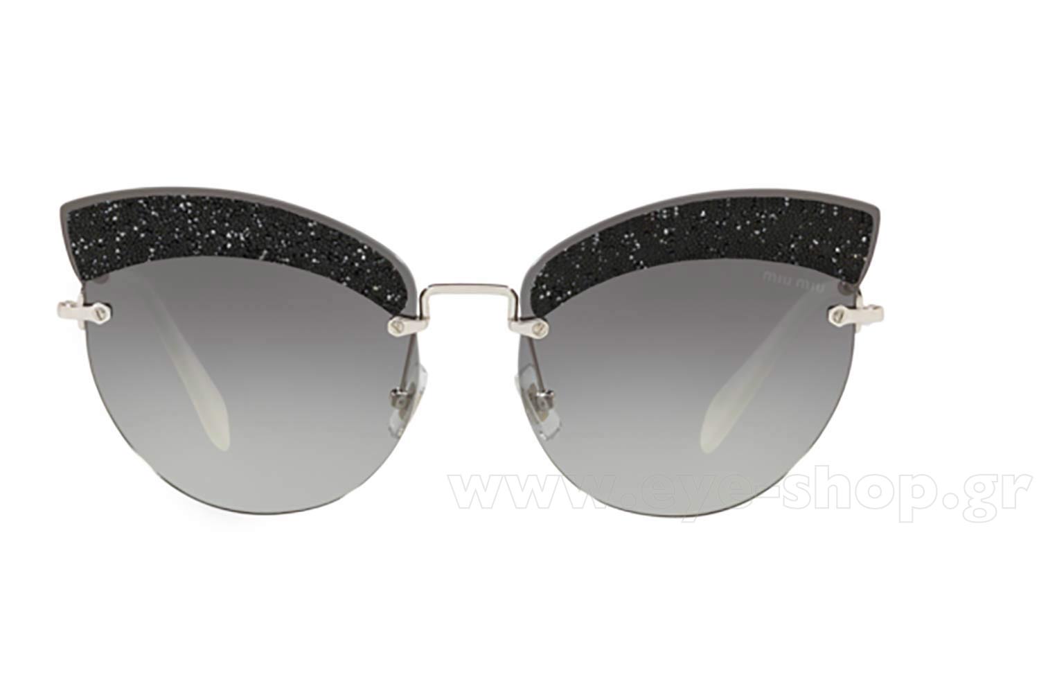 Miu Miu Silver Metal Cat-Eye Sunglasses with Gray Gradient Lenses Miu Miu Silver Tone Metal Frame Round Cat Eye Sunglasses  main image 2