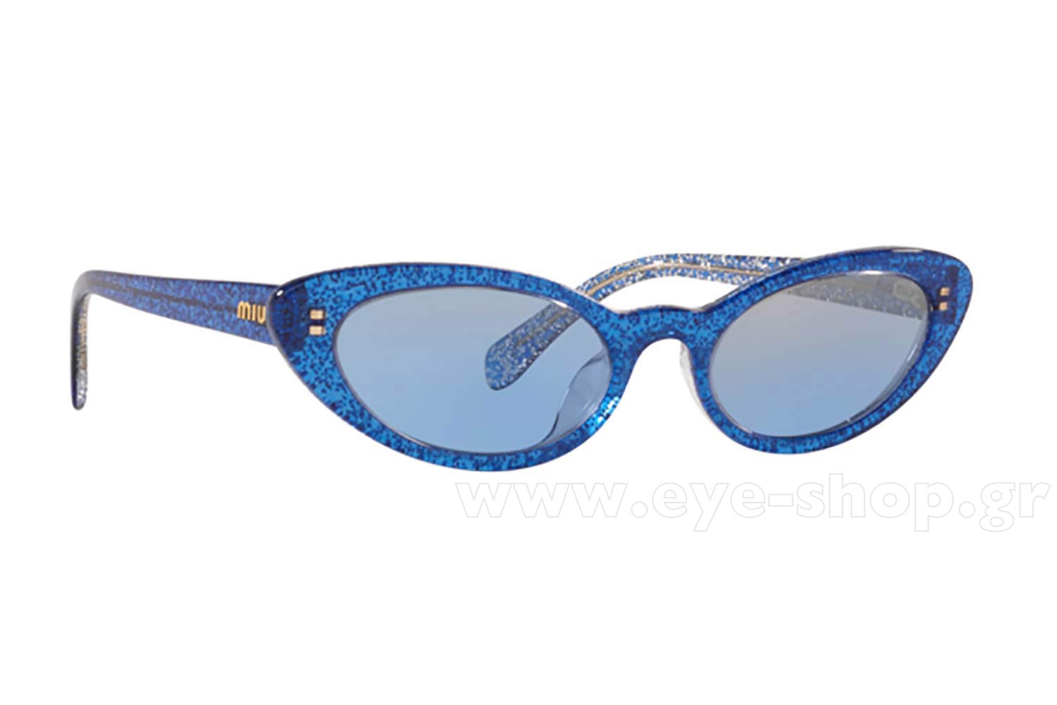 Miu Miu Sparkling Oversized Blue Sunglasses New Miu Miu Oversized Cat-Eye Sunglasses Brown Glitter Acetate  main image 3