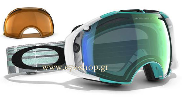 Sunglasses Oakley AirBrake 7037 Snow 57-400 Mint Plaid/Emerald Iridium - Persimmon