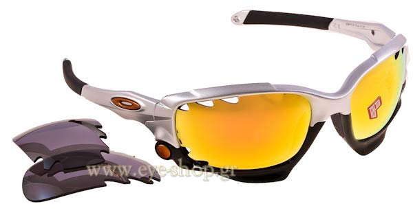 Sunglasses Oakley Racing Jacket 9171 21 Silver - Fire Iridium Polarized - Black Iridium