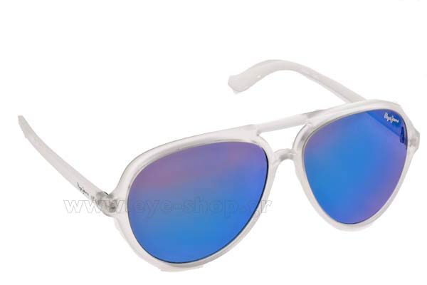 Sunglasses Pepe Jeans Renata PJ7141 c2 Matte Transparent - Blue Mirror