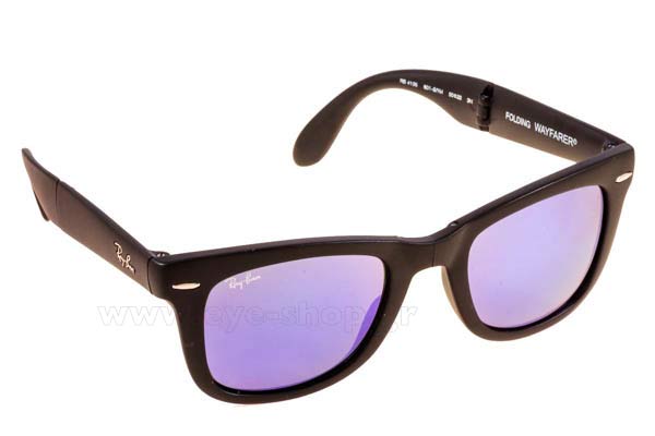 Sunglasses Rayban 4105 Folding Wayfarer 601S1M Purple mirror Limited Edition