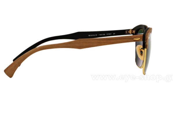Rayban model Clubmaster Wood 3016M color 118158 polarized