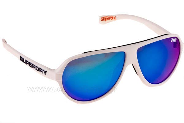 Sunglasses Superdry Motor X 100 Matte White - Blue Mirror