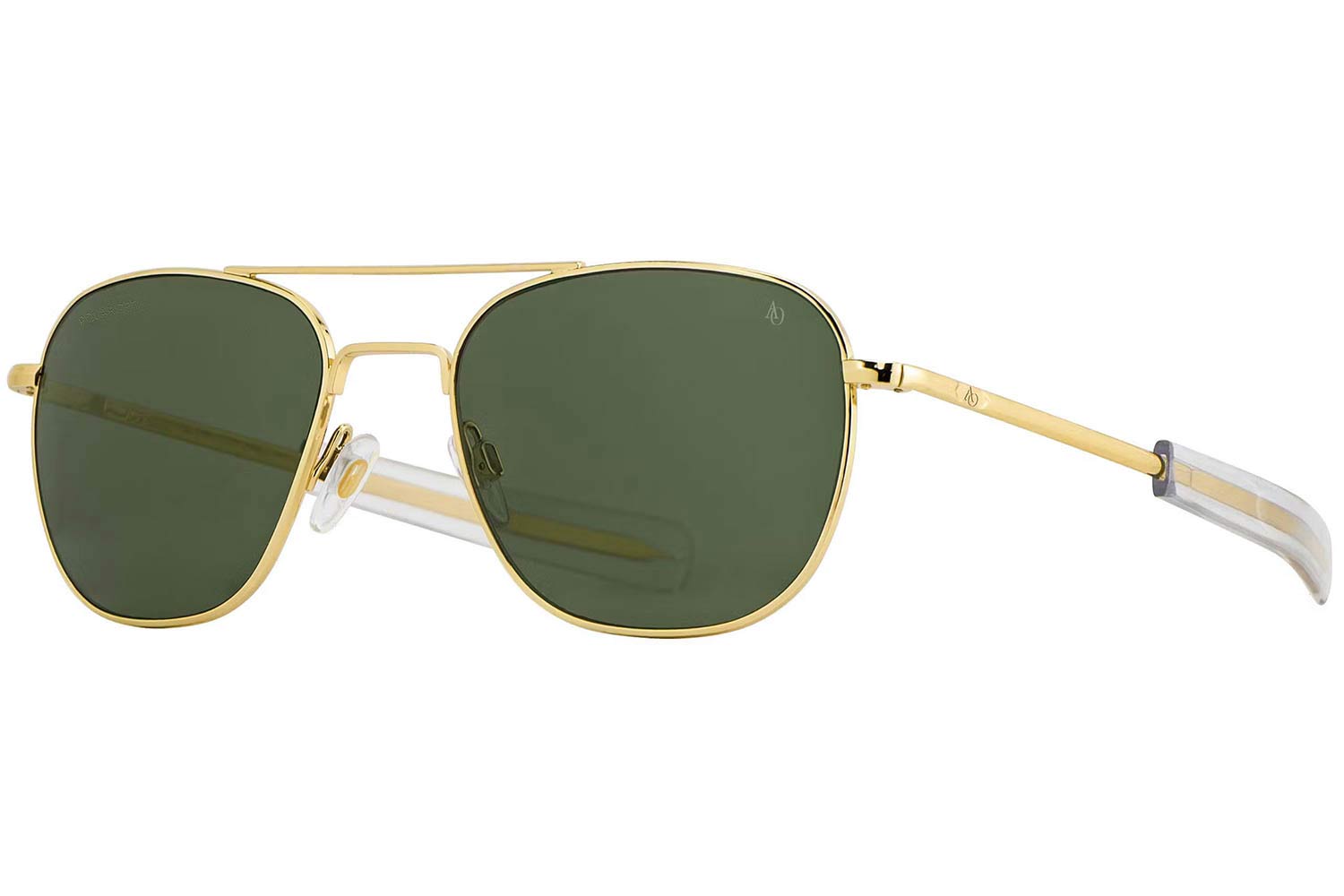 American-Optical ORIGINAL-PILOT Gold Green Crystal Polarized U.S.A. size 52 Sunglasses Price: 286,00