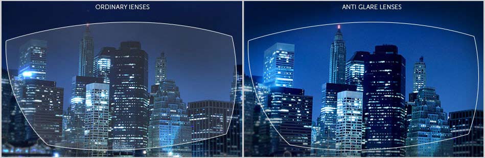 Eyeglasses with anti-reflective coating